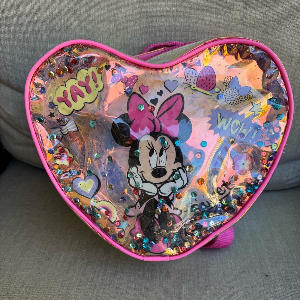 Disney, Minnie Mouse, Heart-Shaped, Kid’s Backpack, Pink